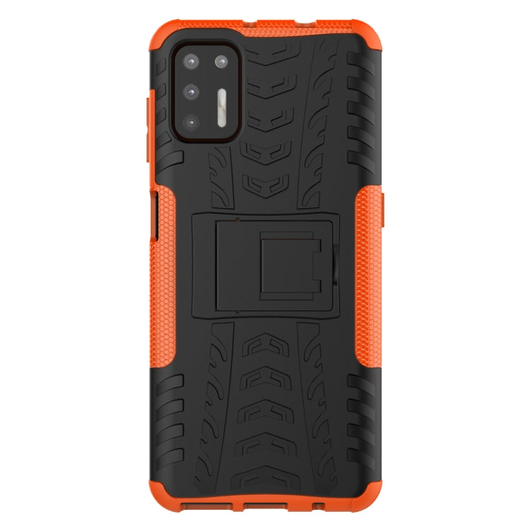 For Motorola Moto G9 Plus Tire Texture Shockproof TPU+PC Protective Case with Holder