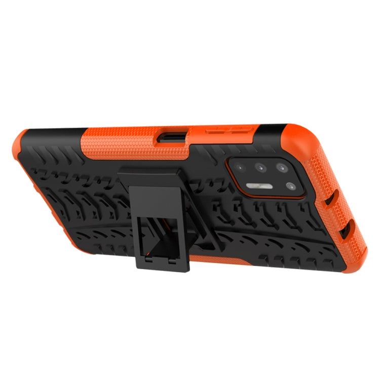 For Motorola Moto G9 Plus Tire Texture Shockproof TPU+PC Protective Case with Holder