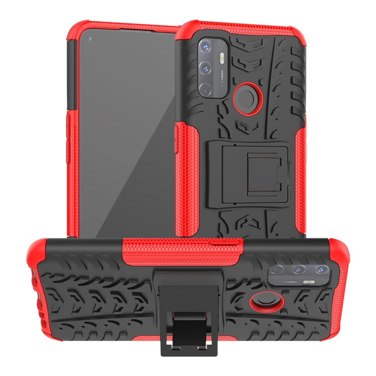 For OPPO A53 / A32 Tire Texture Shockproof TPU+PC Protective Case with Holder