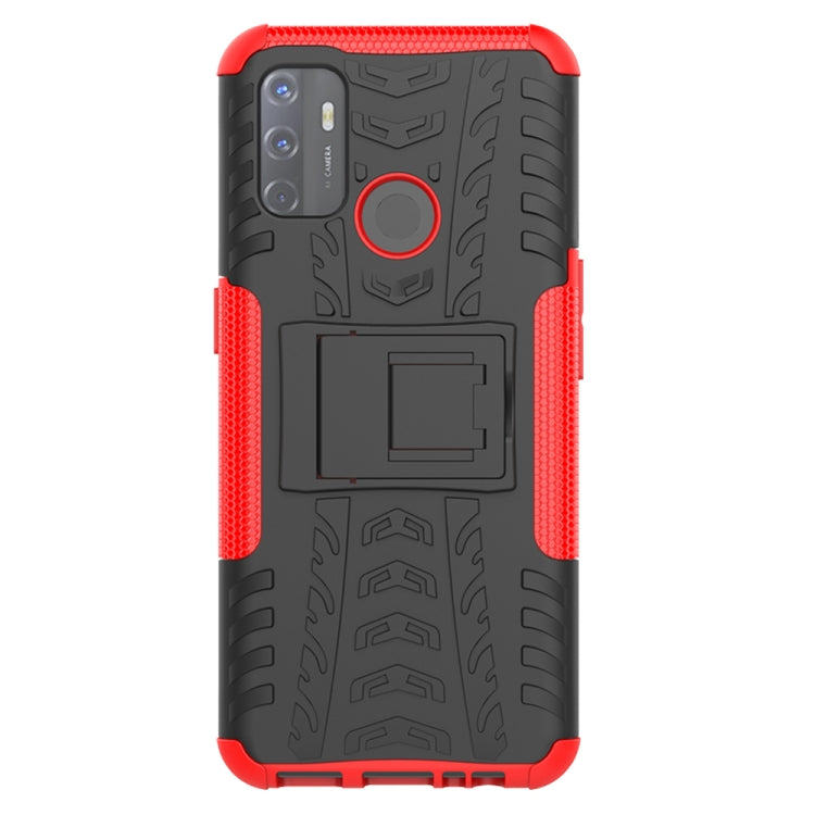 For OPPO A53 / A32 Tire Texture Shockproof TPU+PC Protective Case with Holder