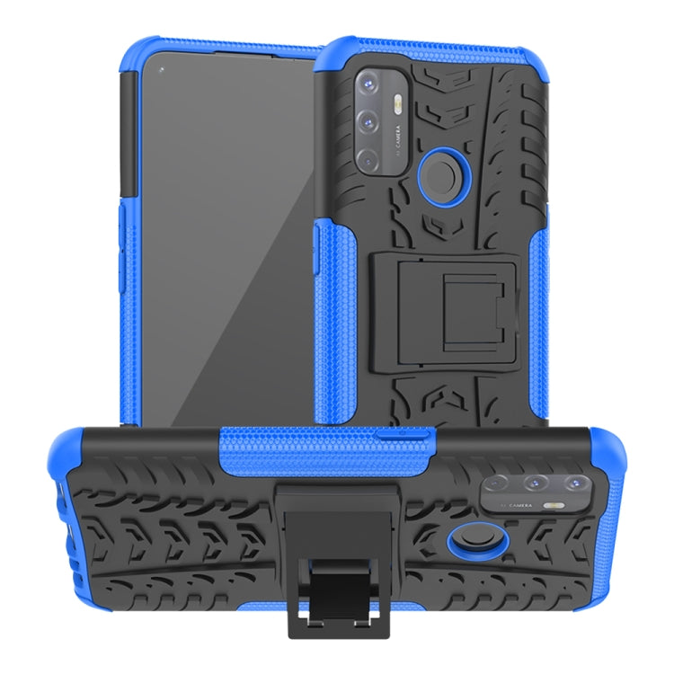 For OPPO A53 / A32 Tire Texture Shockproof TPU+PC Protective Case with Holder
