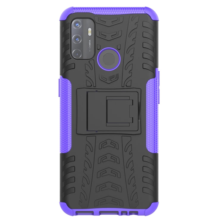 For OPPO A53 / A32 Tire Texture Shockproof TPU+PC Protective Case with Holder