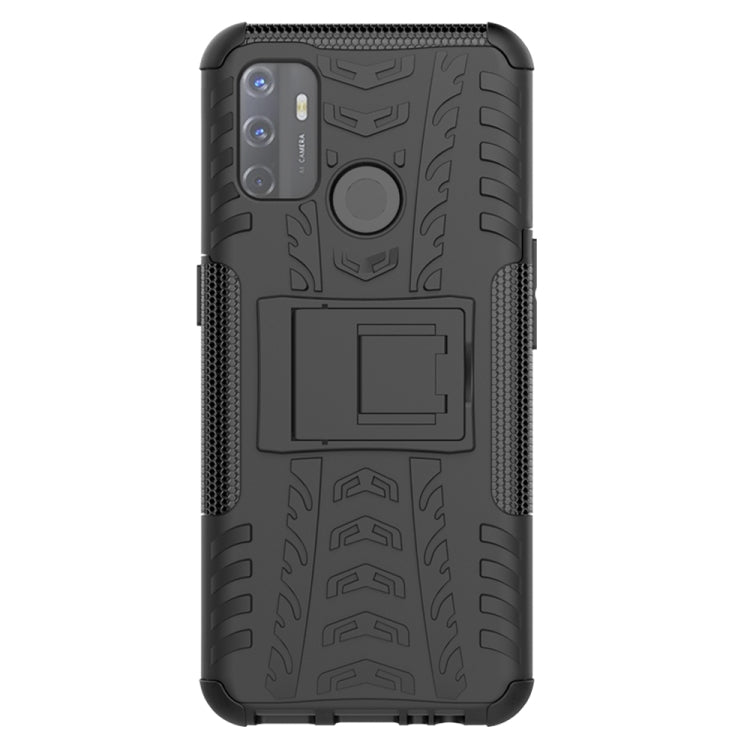 For OPPO A53 / A32 Tire Texture Shockproof TPU+PC Protective Case with Holder