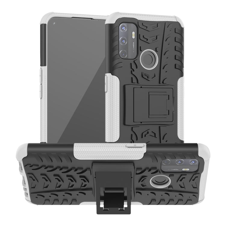 For OPPO A53 / A32 Tire Texture Shockproof TPU+PC Protective Case with Holder
