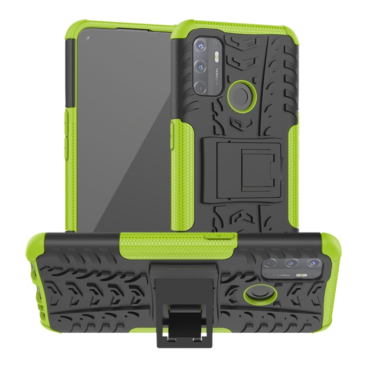 For OPPO A53 / A32 Tire Texture Shockproof TPU+PC Protective Case with Holder