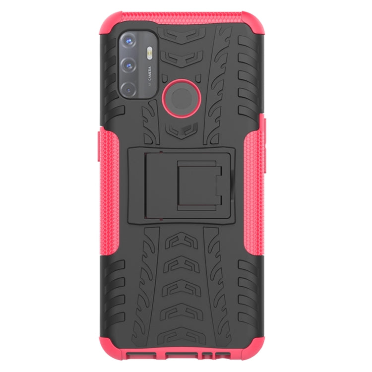 For OPPO A53 / A32 Tire Texture Shockproof TPU+PC Protective Case with Holder