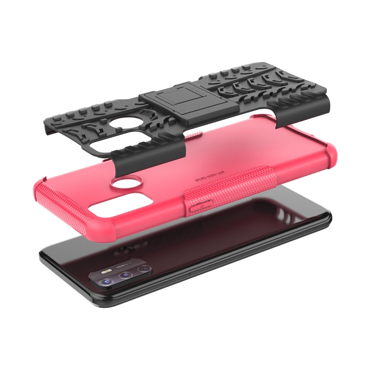 For OPPO A53 / A32 Tire Texture Shockproof TPU+PC Protective Case with Holder