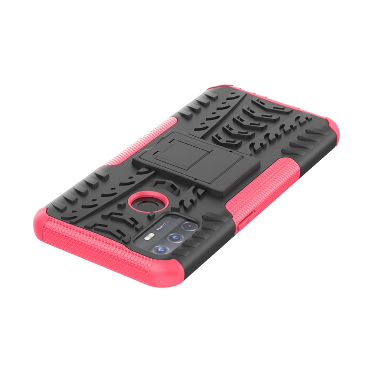 For OPPO A53 / A32 Tire Texture Shockproof TPU+PC Protective Case with Holder