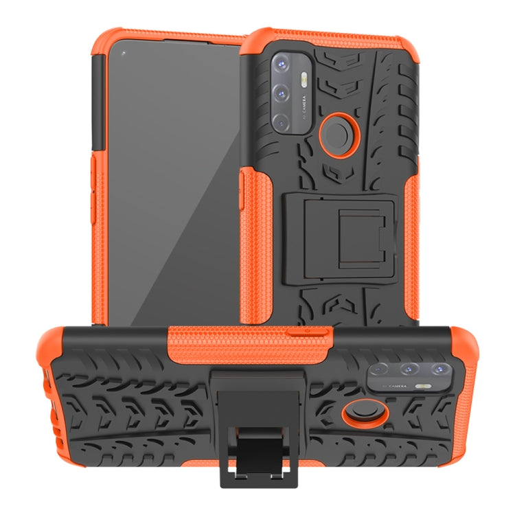 For OPPO A53 / A32 Tire Texture Shockproof TPU+PC Protective Case with Holder