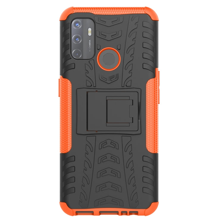 For OPPO A53 / A32 Tire Texture Shockproof TPU+PC Protective Case with Holder