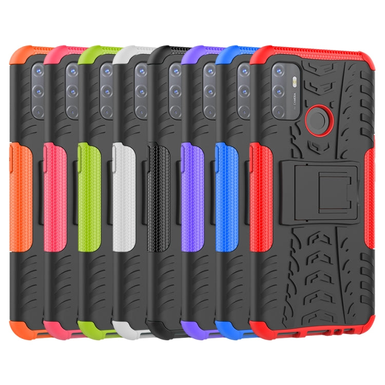 For OPPO A53 / A32 Tire Texture Shockproof TPU+PC Protective Case with Holder