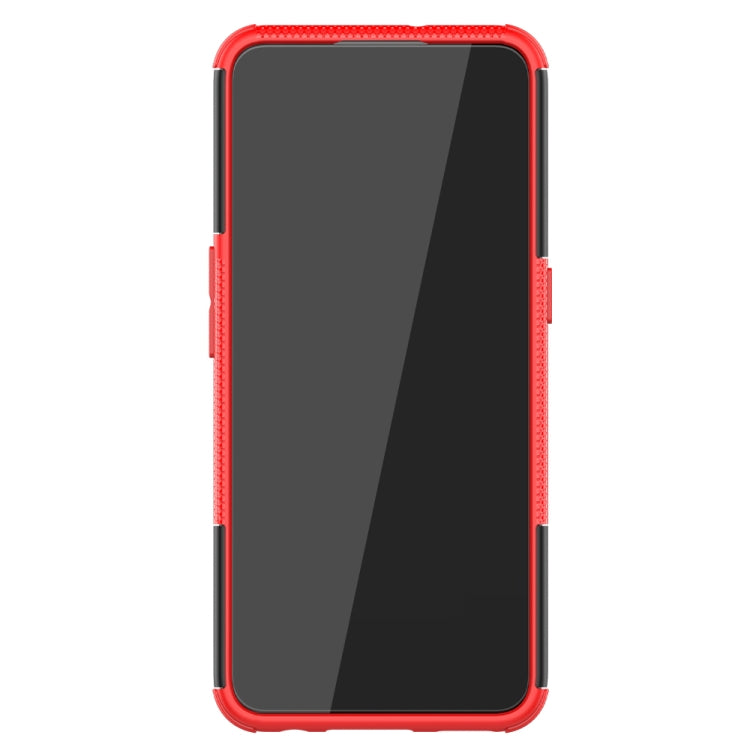 For OPPO F17 Tire Texture Shockproof TPU+PC Protective Case with Holder