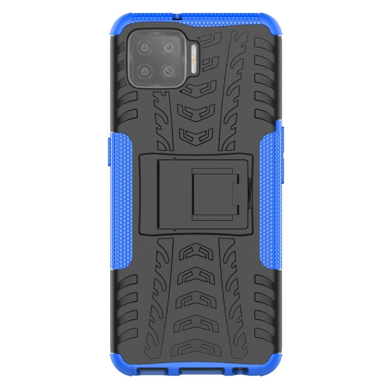 For OPPO F17 Tire Texture Shockproof TPU+PC Protective Case with Holder