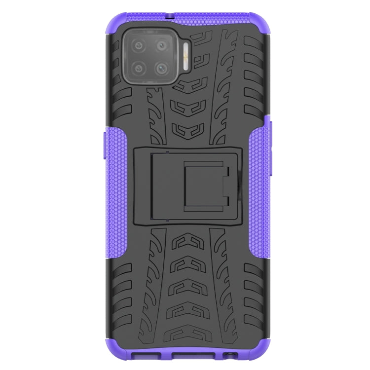 For OPPO F17 Tire Texture Shockproof TPU+PC Protective Case with Holder