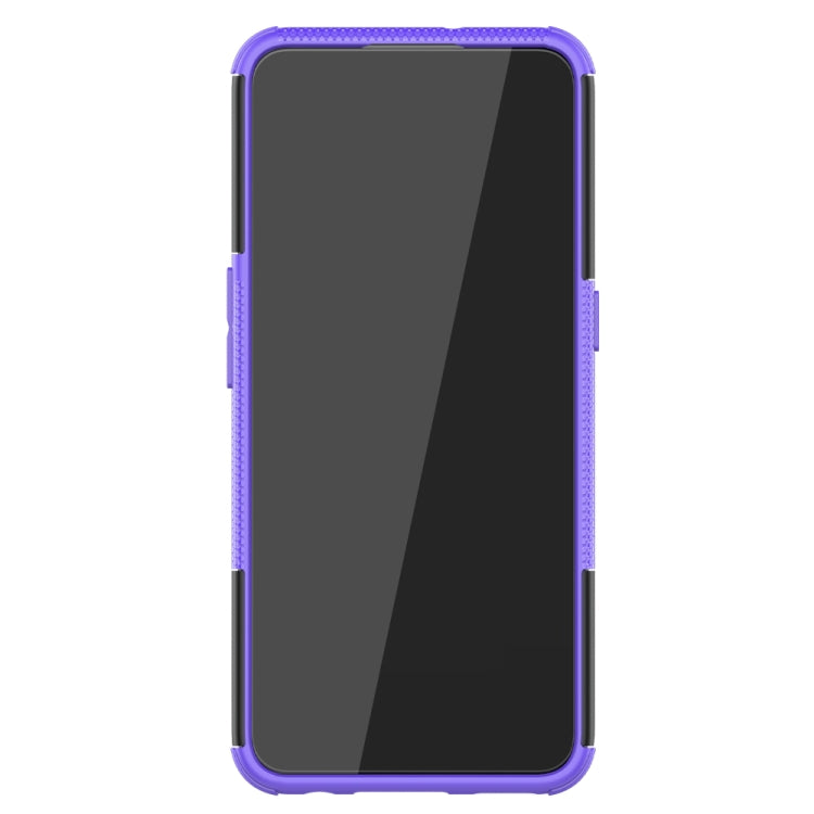 For OPPO F17 Tire Texture Shockproof TPU+PC Protective Case with Holder