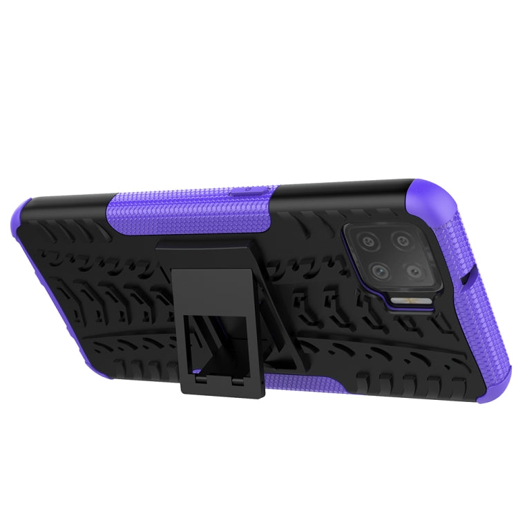For OPPO F17 Tire Texture Shockproof TPU+PC Protective Case with Holder