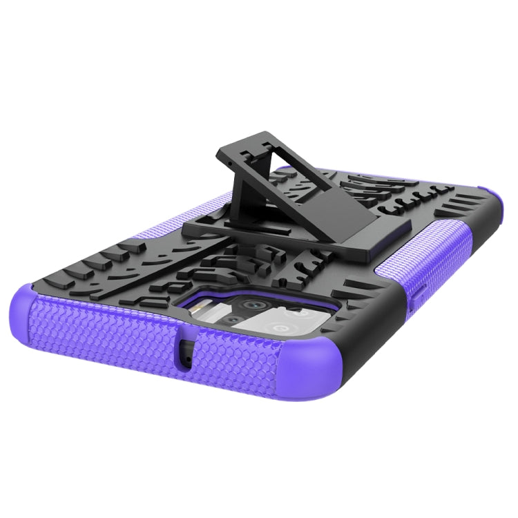 For OPPO F17 Tire Texture Shockproof TPU+PC Protective Case with Holder