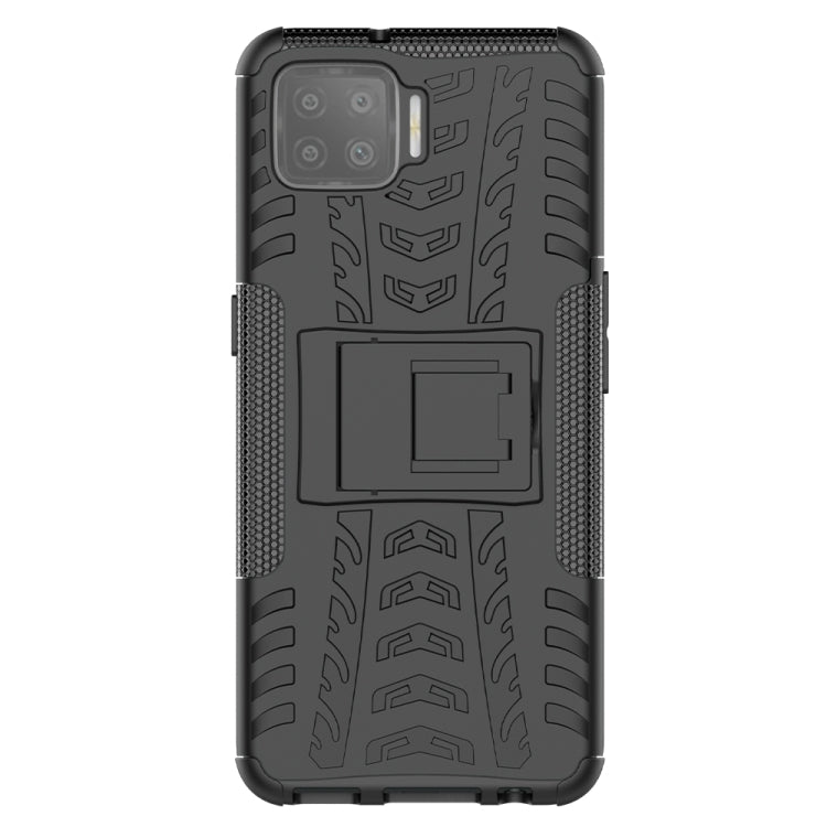 For OPPO F17 Tire Texture Shockproof TPU+PC Protective Case with Holder