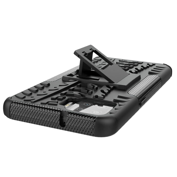 For OPPO F17 Tire Texture Shockproof TPU+PC Protective Case with Holder