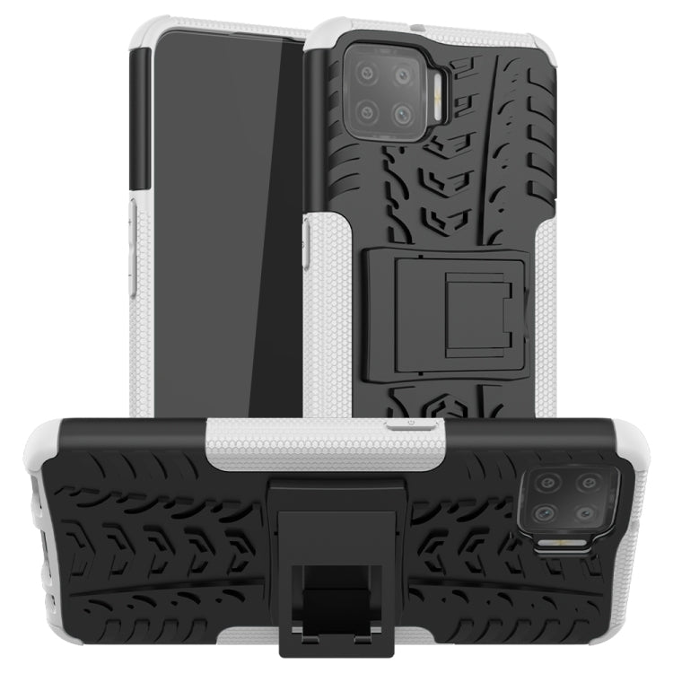 For OPPO F17 Tire Texture Shockproof TPU+PC Protective Case with Holder