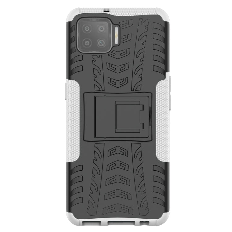 For OPPO F17 Tire Texture Shockproof TPU+PC Protective Case with Holder
