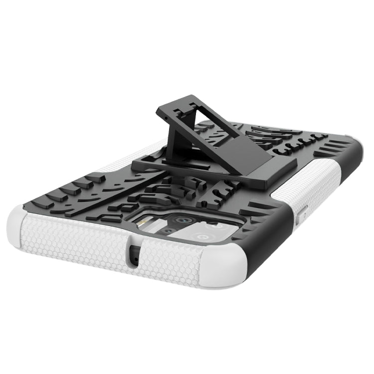 For OPPO F17 Tire Texture Shockproof TPU+PC Protective Case with Holder