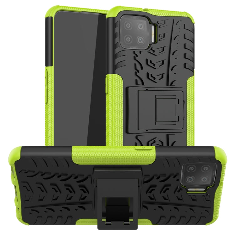 For OPPO F17 Tire Texture Shockproof TPU+PC Protective Case with Holder