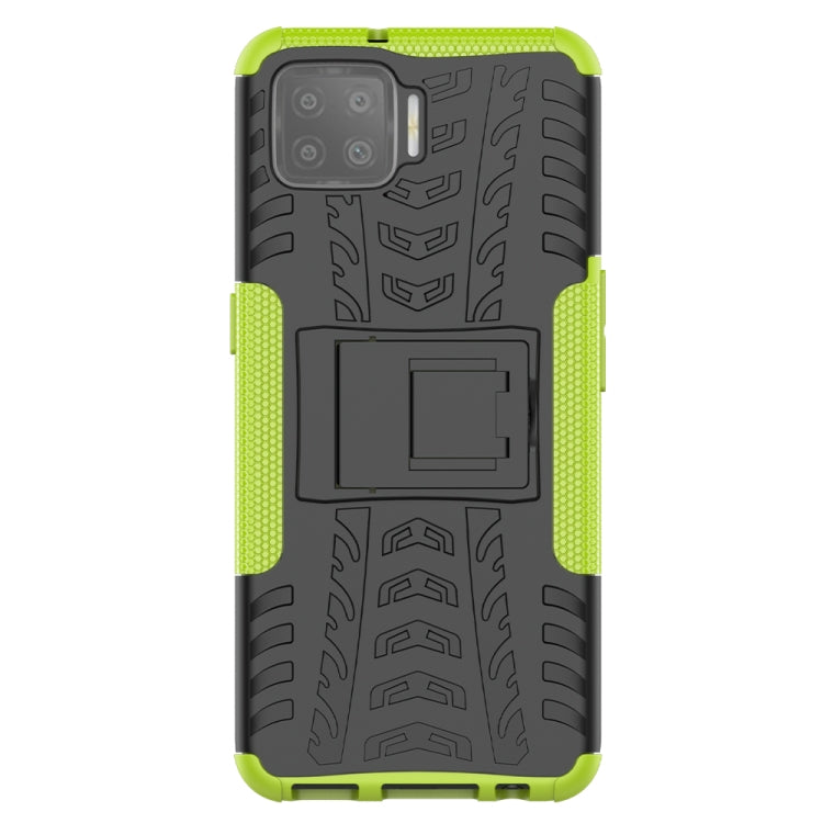 For OPPO F17 Tire Texture Shockproof TPU+PC Protective Case with Holder