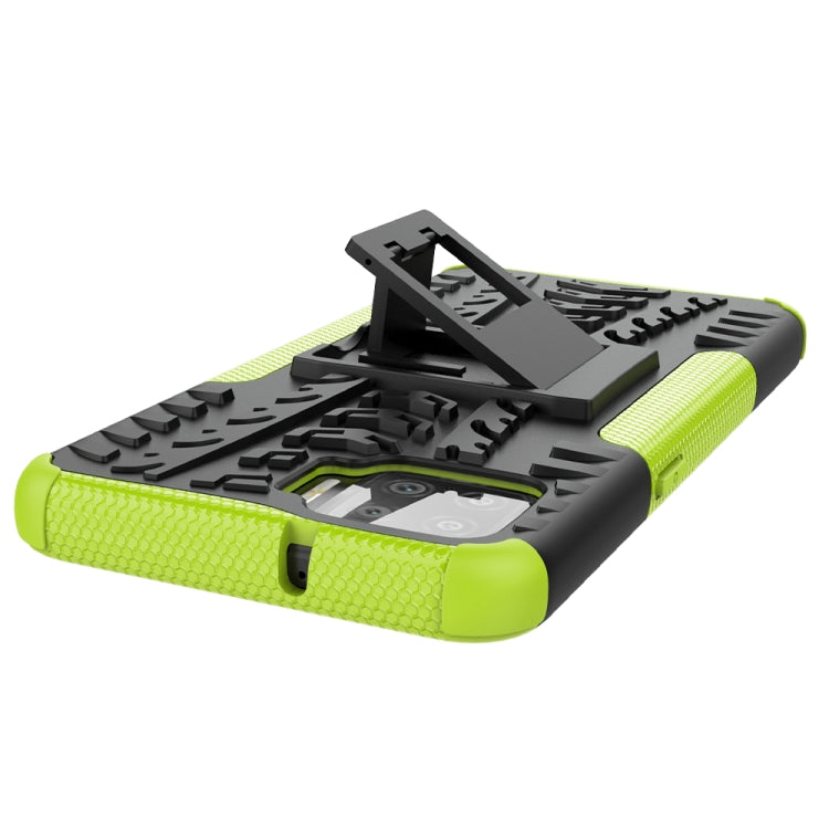For OPPO F17 Tire Texture Shockproof TPU+PC Protective Case with Holder