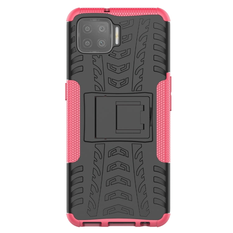 For OPPO F17 Tire Texture Shockproof TPU+PC Protective Case with Holder