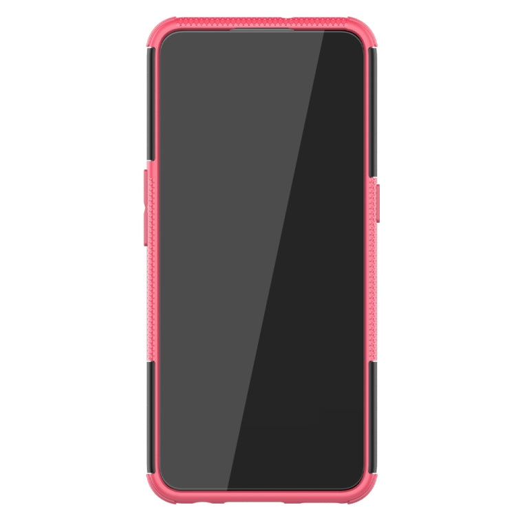 For OPPO F17 Tire Texture Shockproof TPU+PC Protective Case with Holder