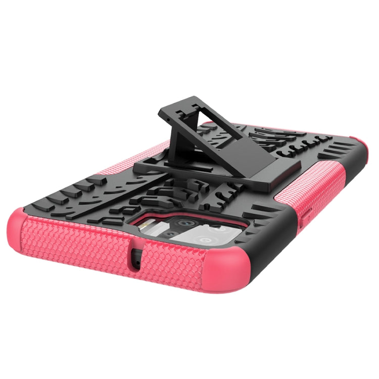 For OPPO F17 Tire Texture Shockproof TPU+PC Protective Case with Holder