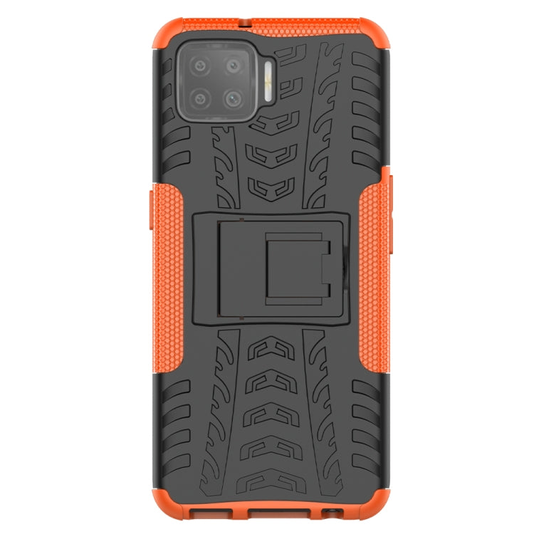 For OPPO F17 Tire Texture Shockproof TPU+PC Protective Case with Holder