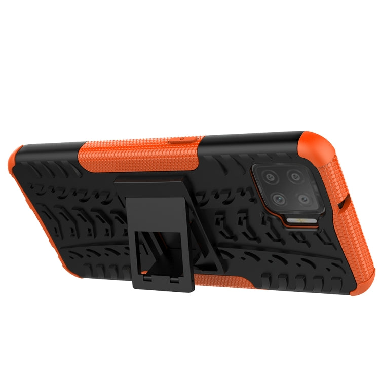For OPPO F17 Tire Texture Shockproof TPU+PC Protective Case with Holder