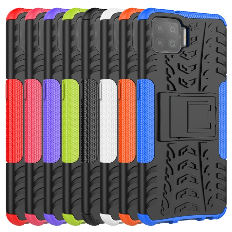 For OPPO F17 Tire Texture Shockproof TPU+PC Protective Case with Holder