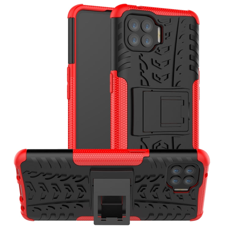For OPPO F17 Pro Tire Texture Shockproof TPU+PC Protective Case with Holder
