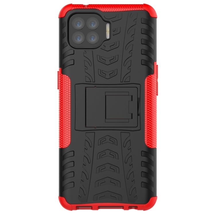 For OPPO F17 Pro Tire Texture Shockproof TPU+PC Protective Case with Holder
