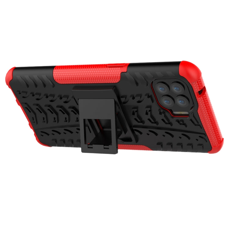 For OPPO F17 Pro Tire Texture Shockproof TPU+PC Protective Case with Holder
