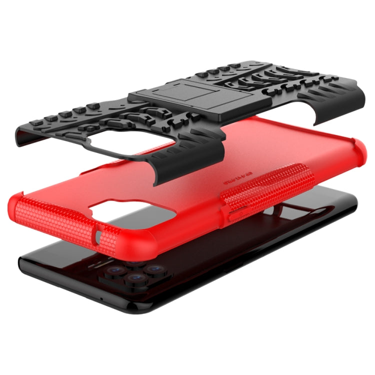 For OPPO F17 Pro Tire Texture Shockproof TPU+PC Protective Case with Holder