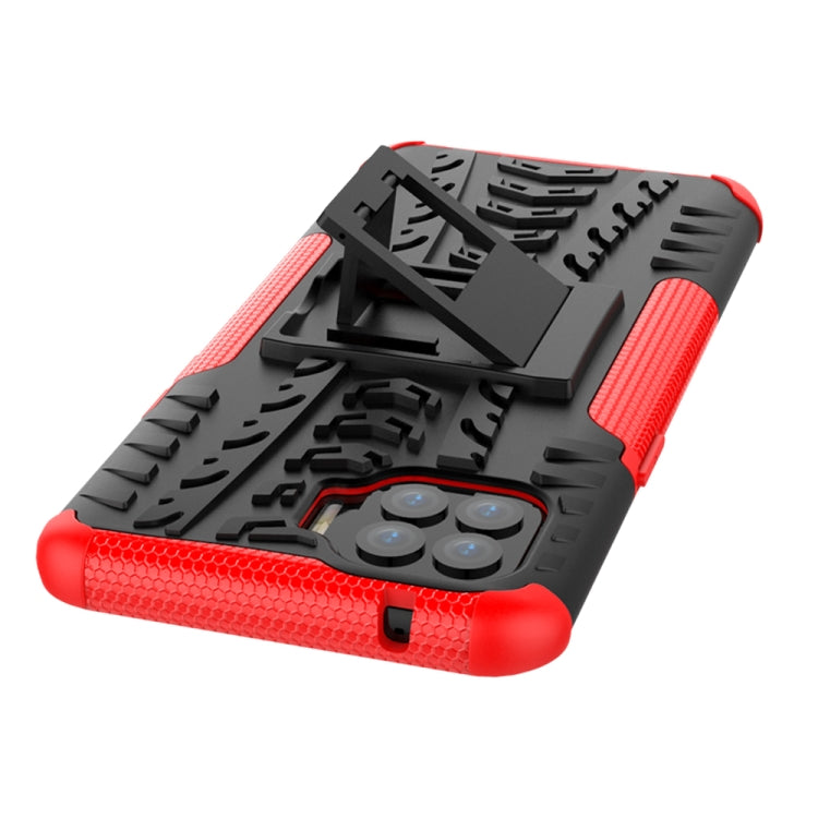 For OPPO F17 Pro Tire Texture Shockproof TPU+PC Protective Case with Holder