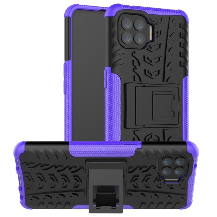 For OPPO F17 Pro Tire Texture Shockproof TPU+PC Protective Case with Holder