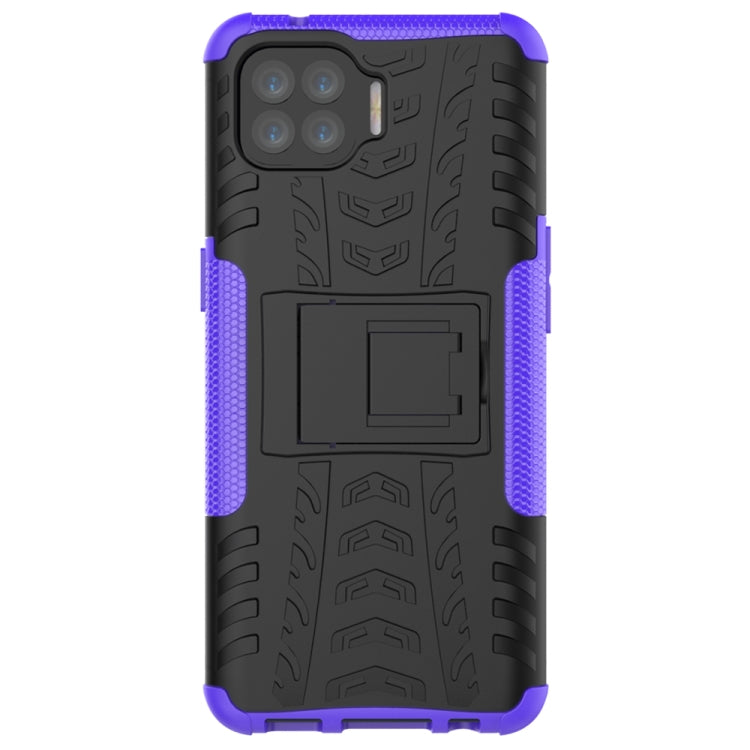 For OPPO F17 Pro Tire Texture Shockproof TPU+PC Protective Case with Holder