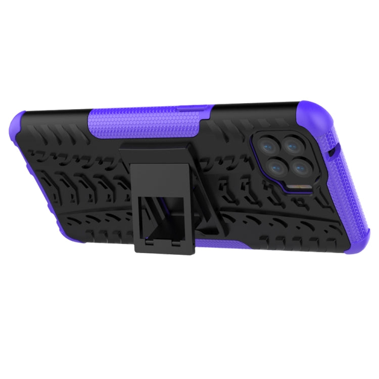 For OPPO F17 Pro Tire Texture Shockproof TPU+PC Protective Case with Holder