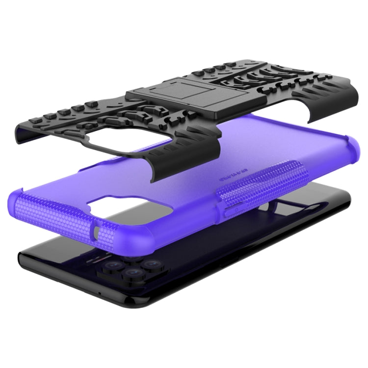 For OPPO F17 Pro Tire Texture Shockproof TPU+PC Protective Case with Holder