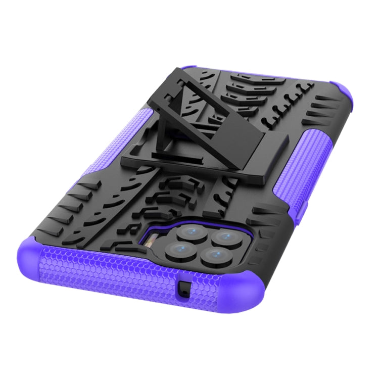For OPPO F17 Pro Tire Texture Shockproof TPU+PC Protective Case with Holder