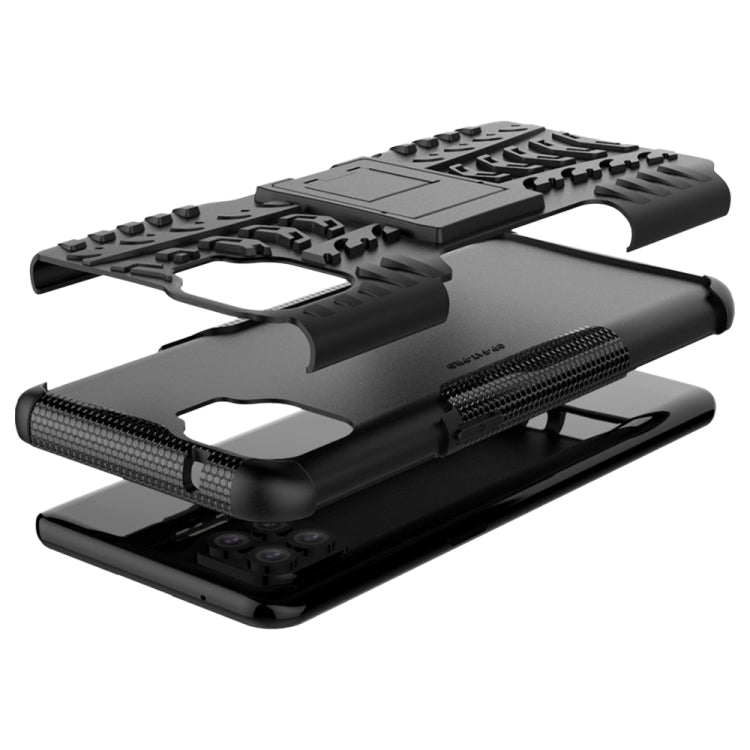 For OPPO F17 Pro Tire Texture Shockproof TPU+PC Protective Case with Holder