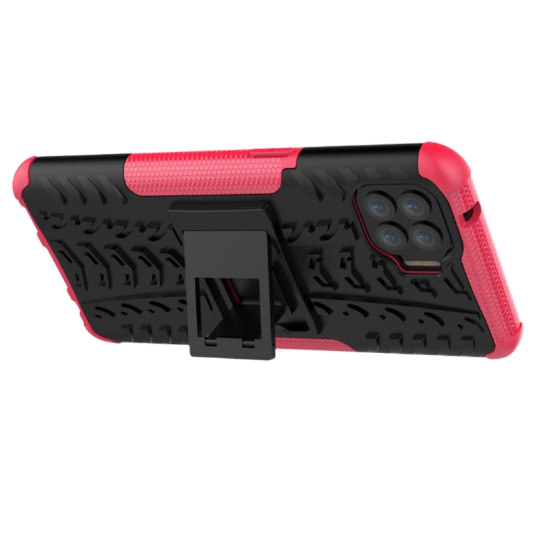 For OPPO F17 Pro Tire Texture Shockproof TPU+PC Protective Case with Holder