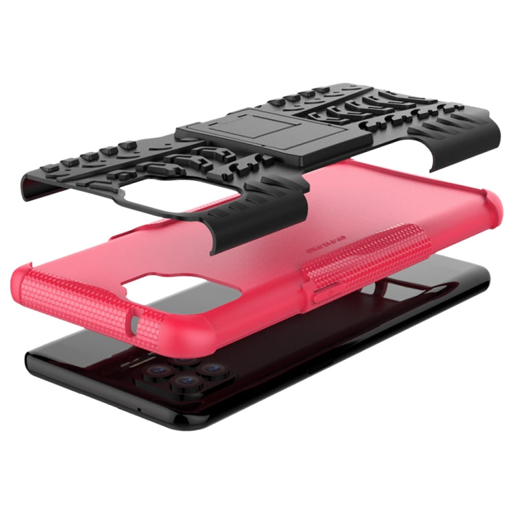 For OPPO F17 Pro Tire Texture Shockproof TPU+PC Protective Case with Holder
