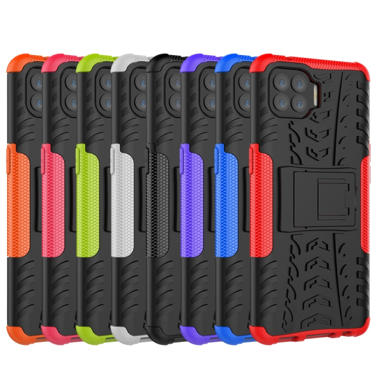 For OPPO F17 Pro Tire Texture Shockproof TPU+PC Protective Case with Holder