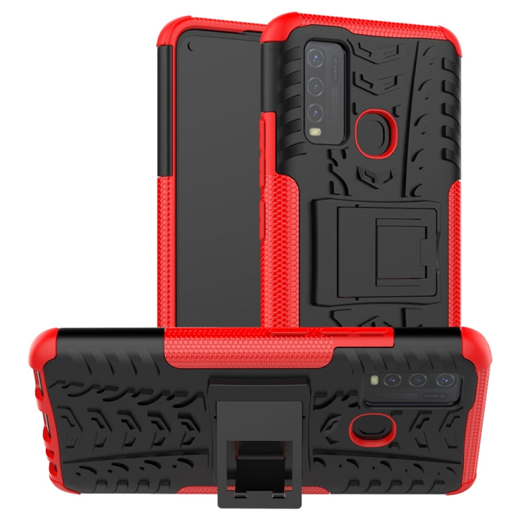 For vivo Y50 Tire Texture Shockproof TPU+PC Protective Case with Holder